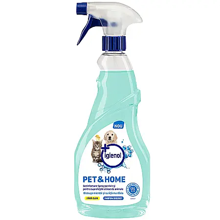 Produse de uz casnic - IGIENOL Spray Dezinfectant Fara Clor pt Suprafete Pet & Home 750ml