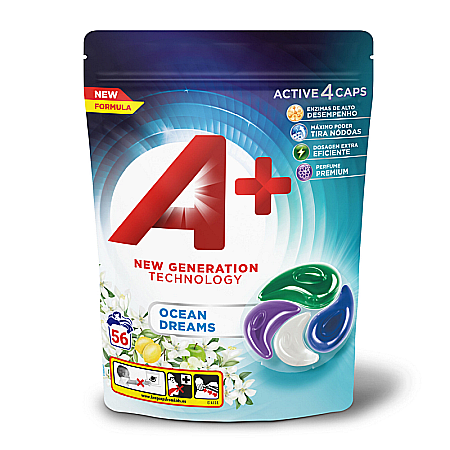 Tablete & Capsule - A+ Ariel Detergent Capsule Active 4 Regular OCEAN DREAM 56 buc