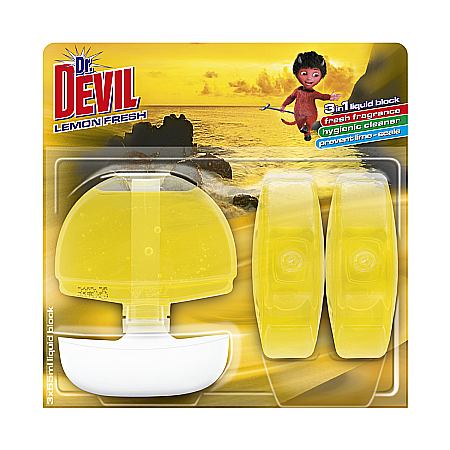 Produse de uz casnic - Dr. Devil Odorizant Lichid WC 3in1 Lemon Fresh 3x55 ml