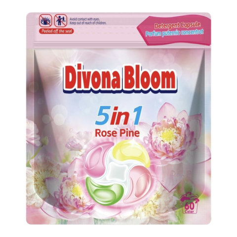 Detergent Rufe - DIVONA BLOOM Detergent Capsule Universal Rose Pine 5in1 60 buc