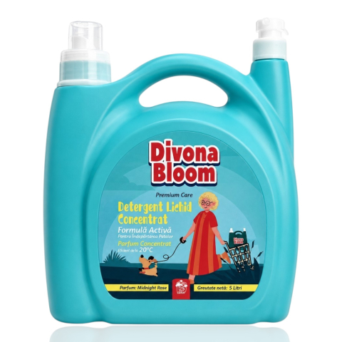 Detergent Rufe - DIVONA BLOOM Detergent Lichid Concentrat Formula Activa Midnight Rose 5 L 125 spalari