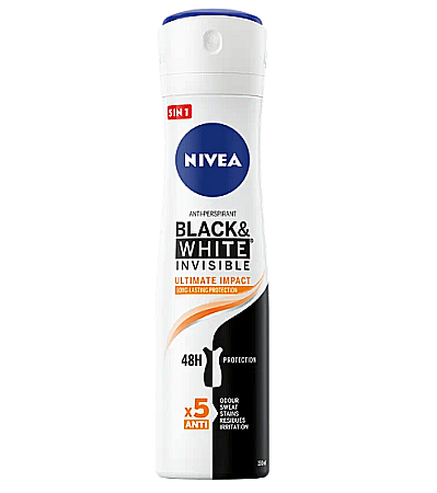 Deodorante & Parfumuri - NIVEA Spray Deodorant Antiperspirant BLACK & WHITE INVISIBLE ULTIMATE IMPACT 150 ml