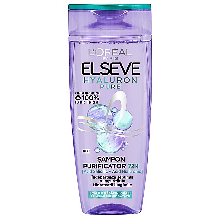 Ingrijirea parului - LOREAL ELSEVE Sampon Purificator cu Acid Hialuronic + Acid Salicilic 72H Hyaluron Pure 250 ml