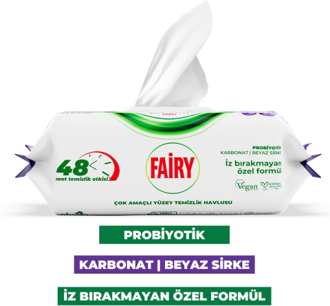 FAIRY Servetele Umede Curatare Multisuprafete cu Bicarbonat, Otet Alb, Lavanda 100 Buc [1]