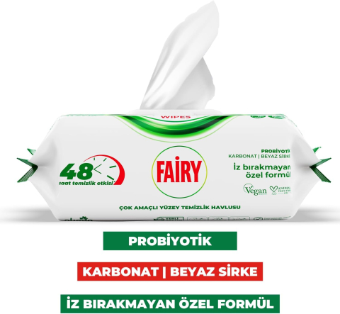 FAIRY Servetele Umede Curatare Multisuprafete POWER cu Bicarbonat, Otet Alb, White Soap 100 Buc [1]