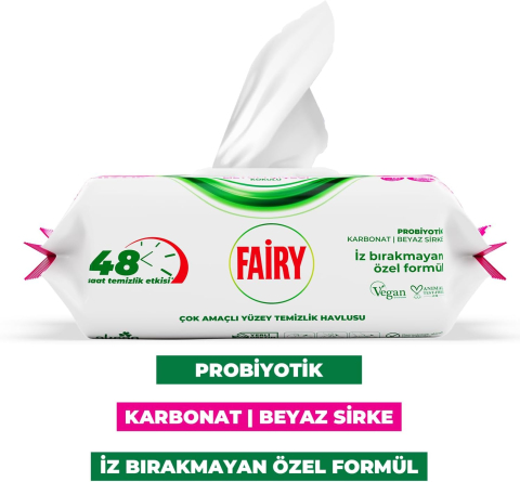 FAIRY Servetele Umede Curatare Multisuprafete cu Bicarbonat, Otet Alb, Flori de Crin 100 Buc [1]