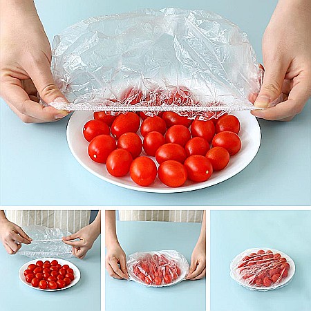 WEI Folie Alimentara Tip Capac de Unica Folosinta cu Elastic 100 buc/set [1]