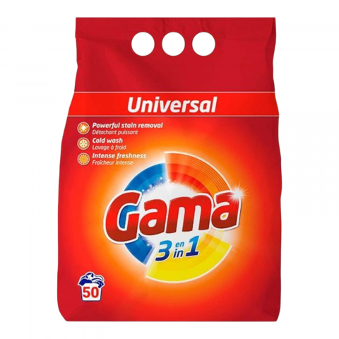 Detergent pudra - GAMA Detergent Pudra 3in1 Universal 3KG (50 spalari)