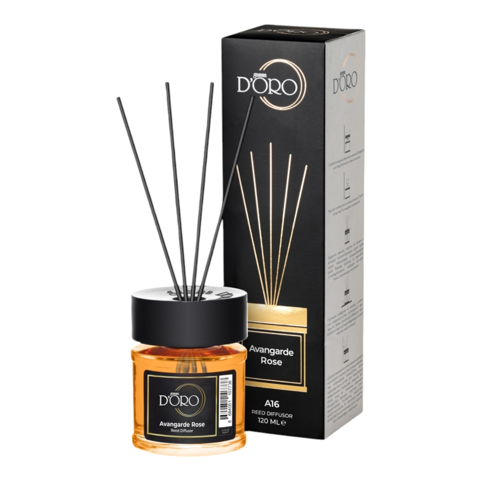 Gamma D'ORO NICHE Odorizant cu Betisoare 120 ml - Gamma D’ORO NICHE Odorizant Camera cu Betisoare AVANGARDE ROSE 120 ml
