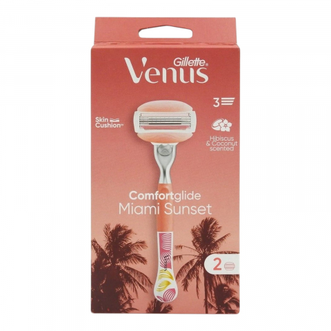 Produse pentru ras - GILLETTE Venus Miami Sunset ComfortGlide Aparat de Ras pt Femei cu 3 Lame + 2 Rezerve