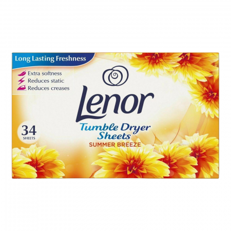 Solutie de intretinere textile - LENOR Servetele Parfumate pt Haine & Uscator Rufe SUMMER BREEZE 34 buc