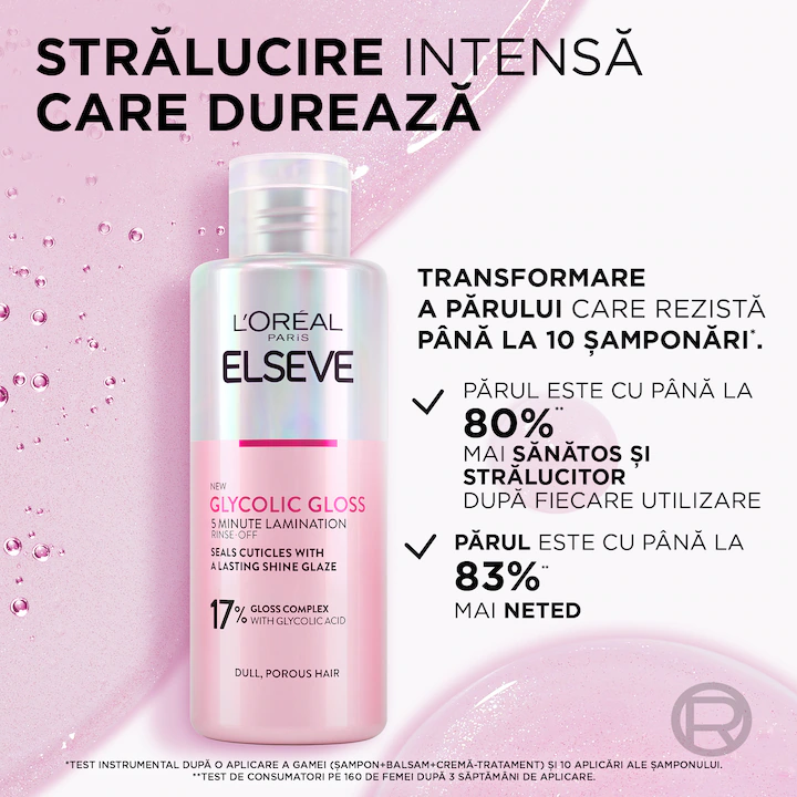 LOREAL ELSEVE Crema-Tratament Glycolic Gloss pt Stralucirea Parului, 17% Acid Glicolic, Necesita Clatire 200 ml [1]