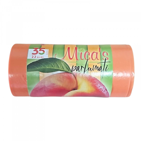 Saci Menajeri - MICAS Saci Menajeri Parfumati cu Urechi HD-LD PIERSICA 35L 22buc/rola