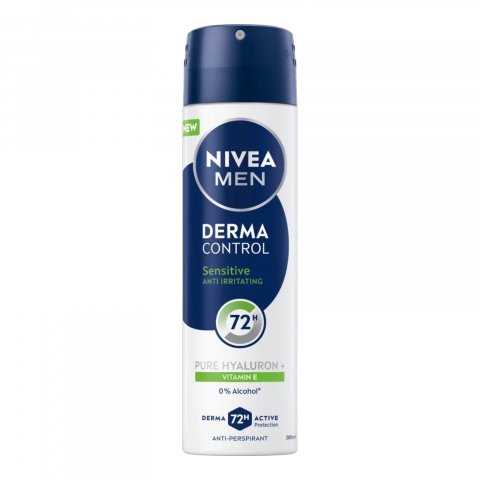 Deodorante & Parfumuri - NIVEA MEN Derma Control Spray Antiperspirant 72H Sensitive Anti Iritatie 150 ml