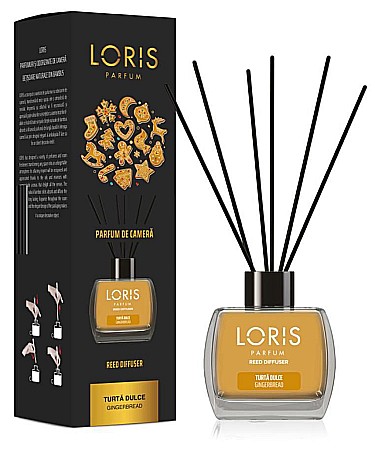 LORIS Odorizant cu Betisoare 120 ml - LORIS Odorizant Camera cu Betisoare TURTA DULCE 120 ml