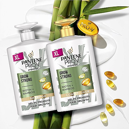 PANTENE Pro V Miracles Balsam Grow Strong cu Pompa pt Par Uscat și Deteriorat XL 1L [1]