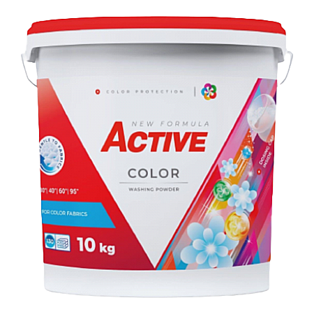 Detergent pudra - ACTIVE Detergent Pudra Automat Color Galeata 10 Kg (130 spalari)