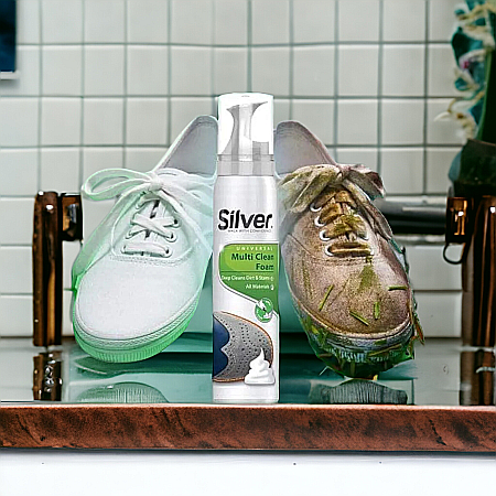 SILVER Set Curatare Pantofi Spuma + Burete 125 ml [1]