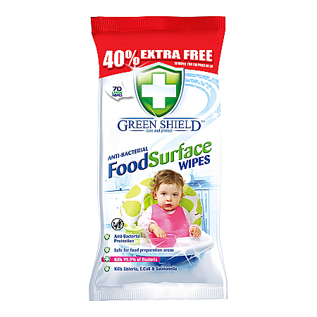 Cosmetice copii - GREEN SHIELD Servetele Umede pt Suprafete in Contact cu Alimentele 70 buc