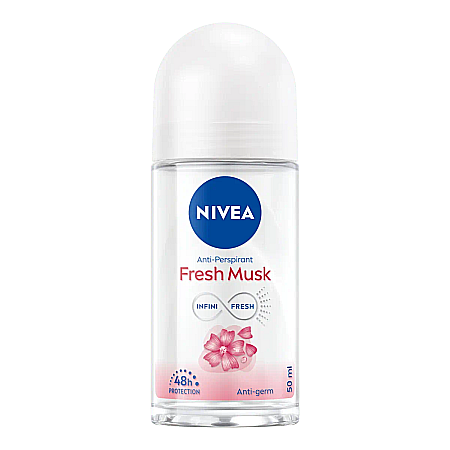 Roll-on - NIVEA Infinity Fresh Musk Antiperspirant Antibacterian 0% Aluminium Roll-On 50 ml