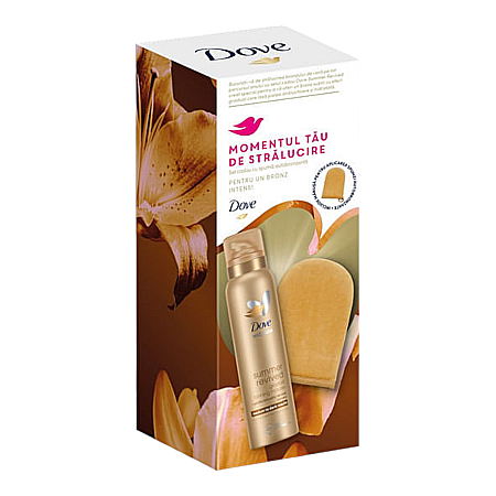 Lotiune de corp - DOVE Body Love Pachet Mousse Autobronzant + Manusa, pt Bronz Intens 150 ml