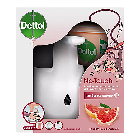 Sapunuri - DETTOL Dozator Sapun No-Touch + Rezerva Sapun Lichid Antibacterian Pamplemousse Grapefruit 250 ml