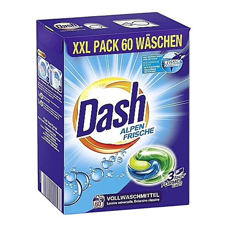 Reduceri - DASH Detergent Capsule 3in1 ALPEN FRISCHE pt Rufe Albe XXL 60 buc