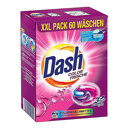 Reduceri - DASH Detergent Capsule 3in1 COLOR FRISCHE pt Rufe Colorate XXL 60 buc