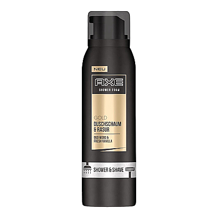 Gel de dus - AXE Gold Spuma de Dus & Barbierit Oud Wood & Fresh Vanilla 200 ml