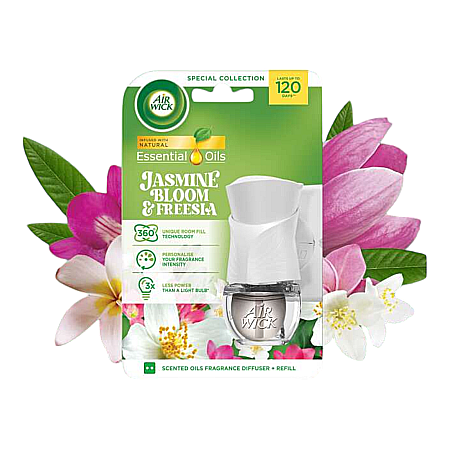 AIRWICK Aparat Odorizant Priza+Rezerva 19 ml Jasmine Bloom & Freesia [1]