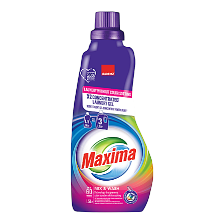 Detergent Rufe - SANO Maxima Detergent Power Gel 2X CONCENTRAT MIX & WASH  1.5L 60 (spalari)
