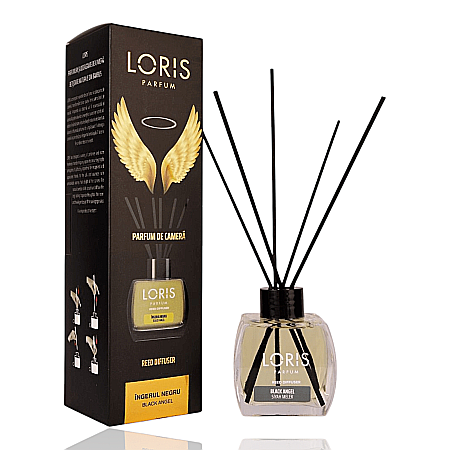 LORIS Odorizant cu Betisoare 120 ml - LORIS Odorizant Camera cu Betisoare BLACK ANGEL MELEK (Anti Tabac) 120 ml