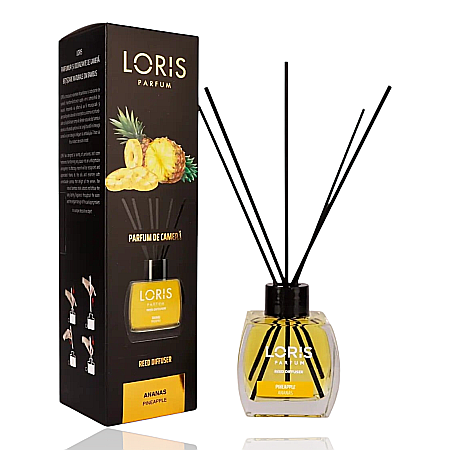 LORIS Odorizant cu Betisoare 120 ml - LORIS Odorizant Camera cu Betisoare ANANAS 120 ml