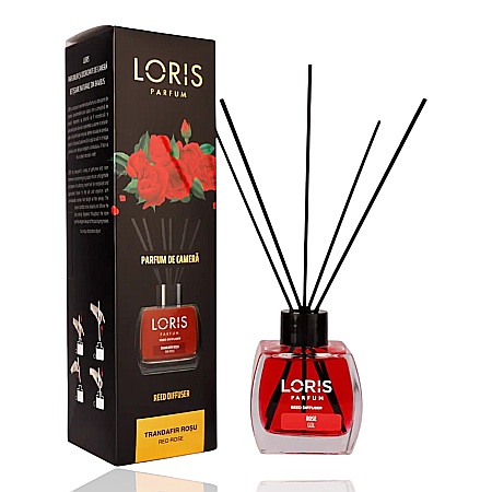 LORIS Odorizant cu Betisoare 120 ml - LORIS Odorizant Camera cu Betisoare TRANDAFIR 120 ml
