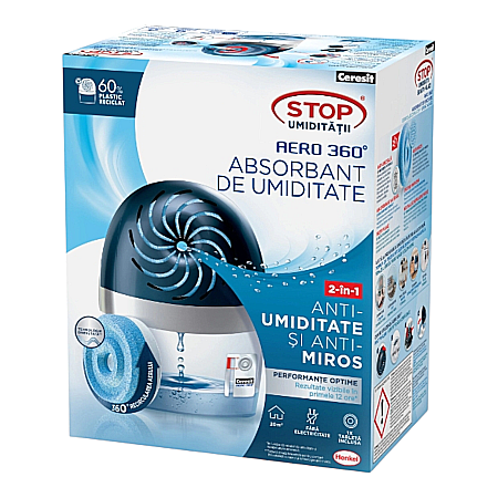 Produse de uz casnic - CERESIT Aero 360 Absorbant de Umiditate Aparat Albastru + 1 Rezerva 450g
