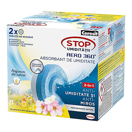 Diverse produse de uz casnic - CERESIT Aero 360 Rezerva Absorbant Umiditate Pajiste de Flori Salbatice 2 buc X 450g