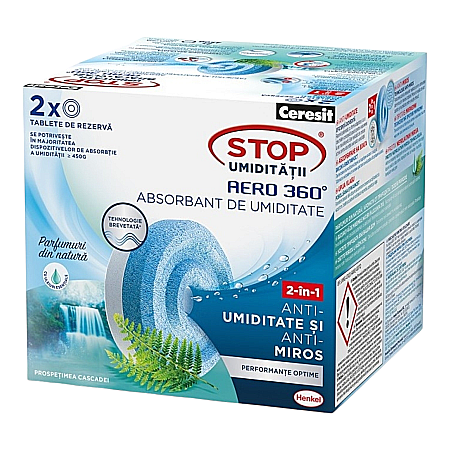 Diverse produse de uz casnic - CERESIT Aero 360 Rezerva Absorbant Umiditate Prospetimea Cascadei 2 buc X 450g