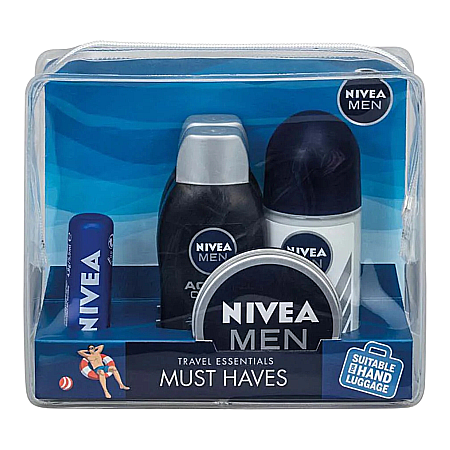Reduceri - NIVEA MEN Travel Essentials Set Calatorie (RollOn+2SG+LipBalm+Creme)