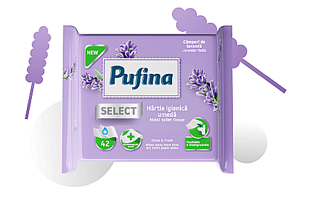 PUFINA Select Hartie Igienica Umeda Biodegradibila Lavanda 42 buc [1]