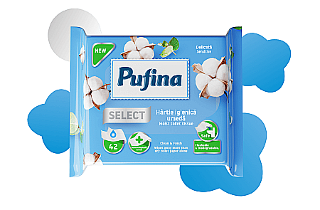 PUFINA Select Hartie Igienica Umeda Biodegradibila Sensitive 42 buc [1]