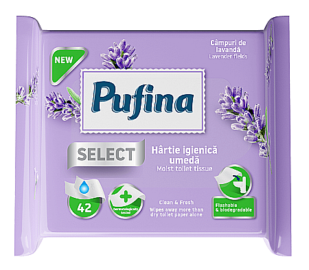 Ingrijire intima - PUFINA Select Hartie Igienica Umeda Biodegradibila Lavanda 42 buc
