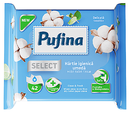 Ingrijire intima - PUFINA Select Hartie Igienica Umeda Biodegradibila Sensitive 42 buc