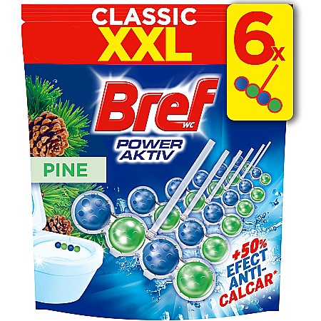Produse de uz casnic - BREF Classic Power Aktiv Odorizant Toaleta PINE XXL 6×50 g