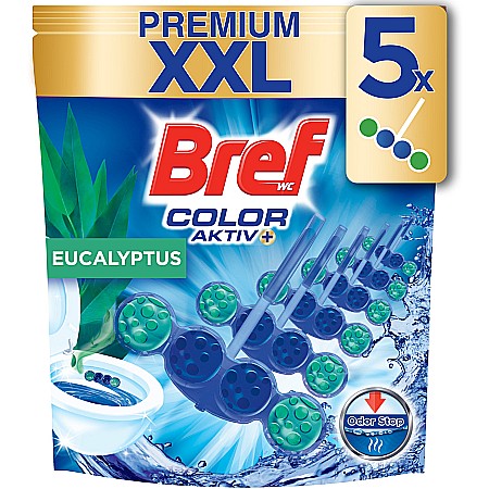 Produse de uz casnic - BREF Premium Aktiv Color Odorizant Toaleta EUCALYPTUS XXL 5×50 g