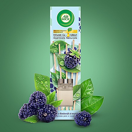 AirWick Odorizant Camera cu Betisoare Roua Diminetii & Mure 40 ml [1]