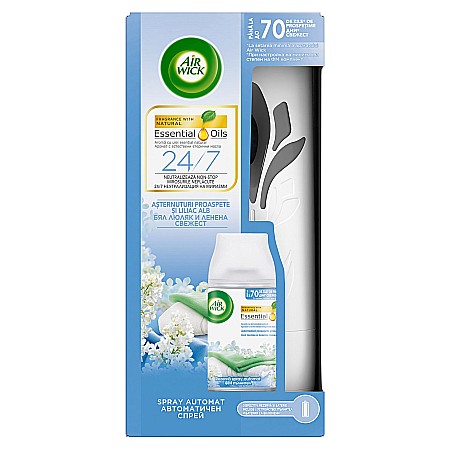 Odorizante - AirWick Aparat Odorizant Camera+Rezerva Asternuturi Proaspete & Liliac Alb 250 ml