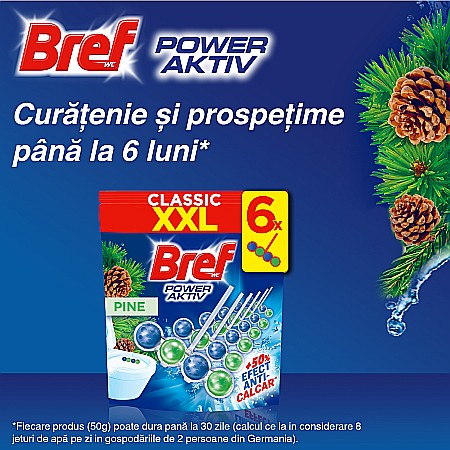 BREF Classic Power Aktiv Odorizant Toaleta PINE XXL 6×50 g [1]