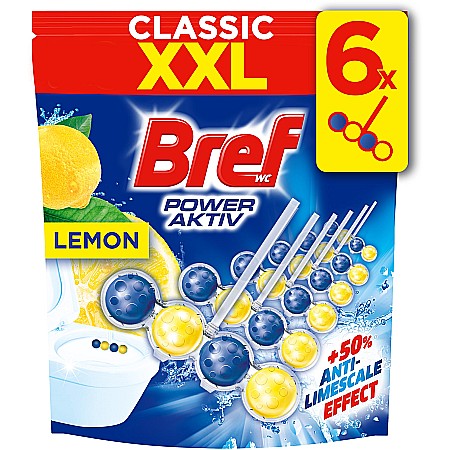 Produse de uz casnic - BREF Classic Power Aktiv Odorizant Toaleta Lemon XXL 6x50 g