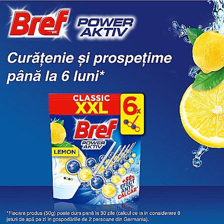 BREF Classic Power Aktiv Odorizant Toaleta Lemon XXL 6x50 g [1]