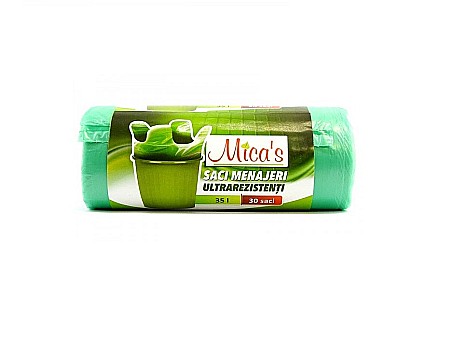 Produse de uz casnic - MICAS Saci Menajeri Ultrarezistenti cu Urechi 35L 30 buc/rola